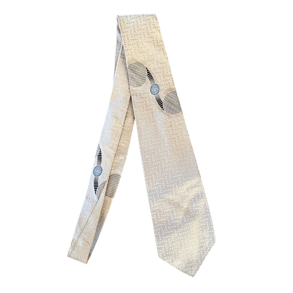 Vintage 60s Korry Ties for May Company Silver Mod Graphic Silk Tie